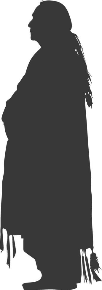 silhouette native american elderly woman black color only vector