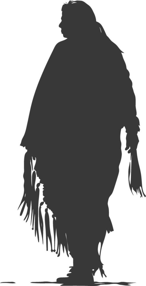 silhouette native american elderly woman black color only vector