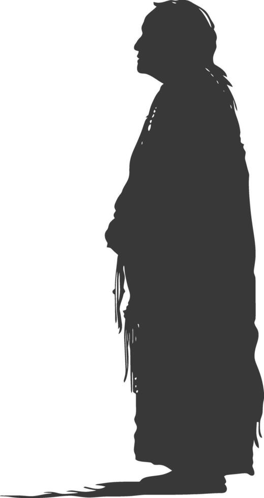 silhouette native american elderly woman black color only vector