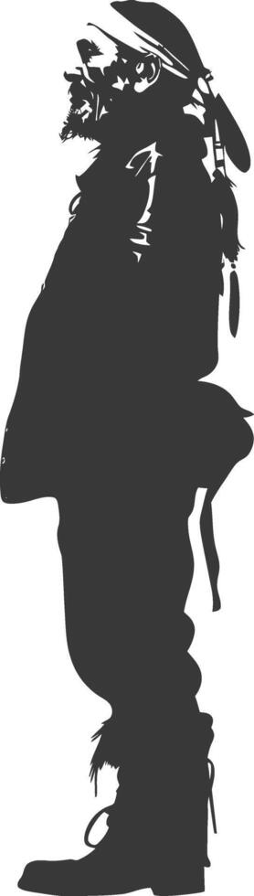 Silhouette native american elderly man black color only vector