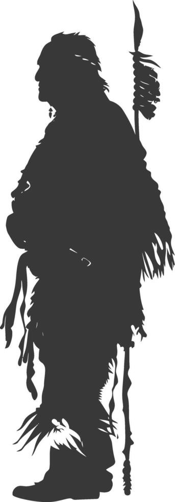 Silhouette native american elderly man black color only vector
