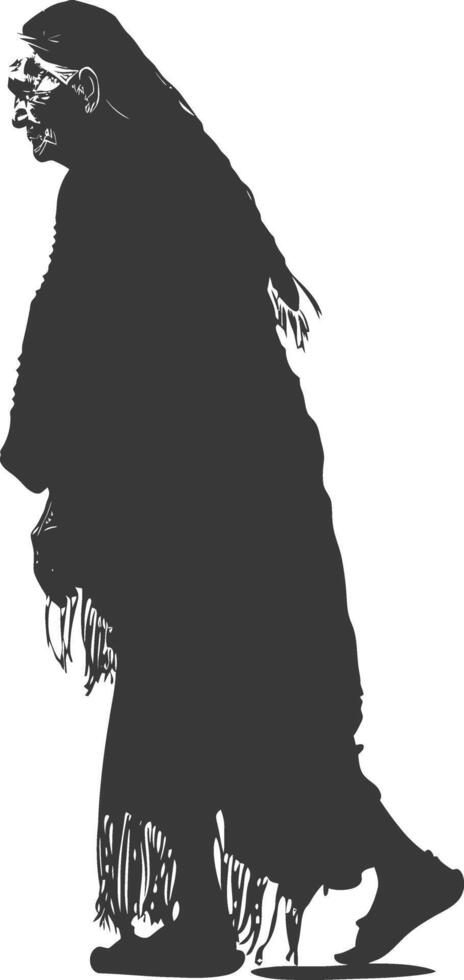 silhouette native american elderly woman black color only vector