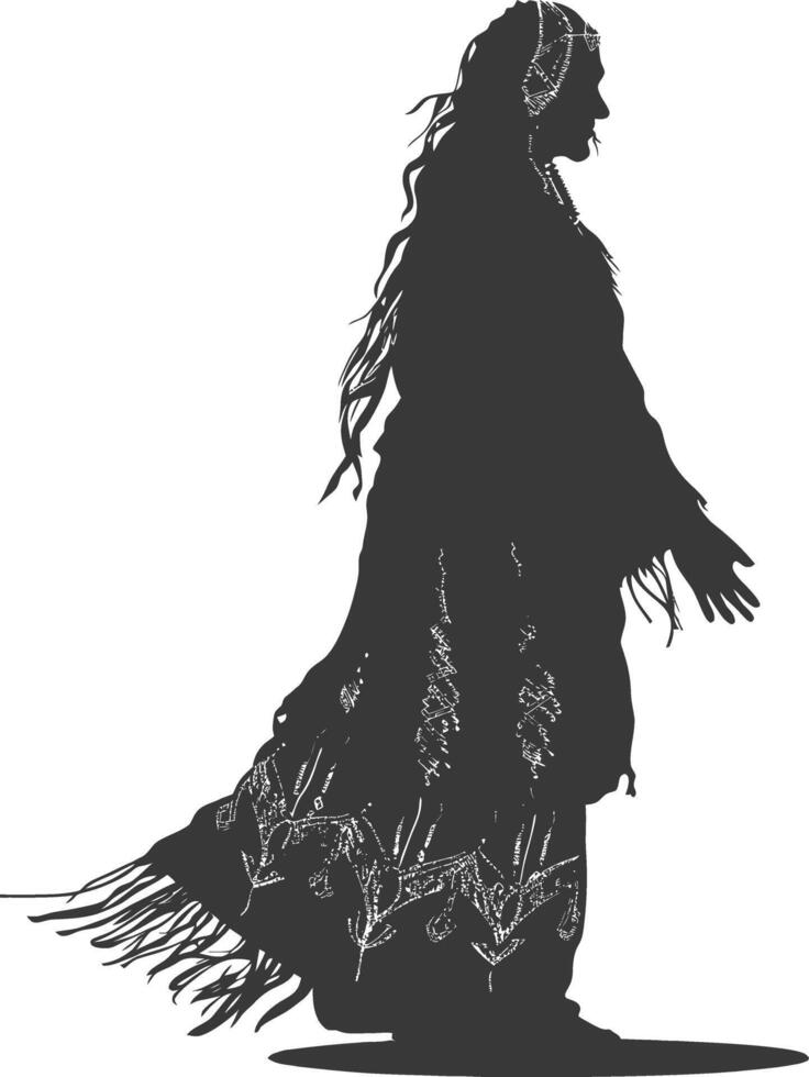 silhouette native american elderly woman black color only vector