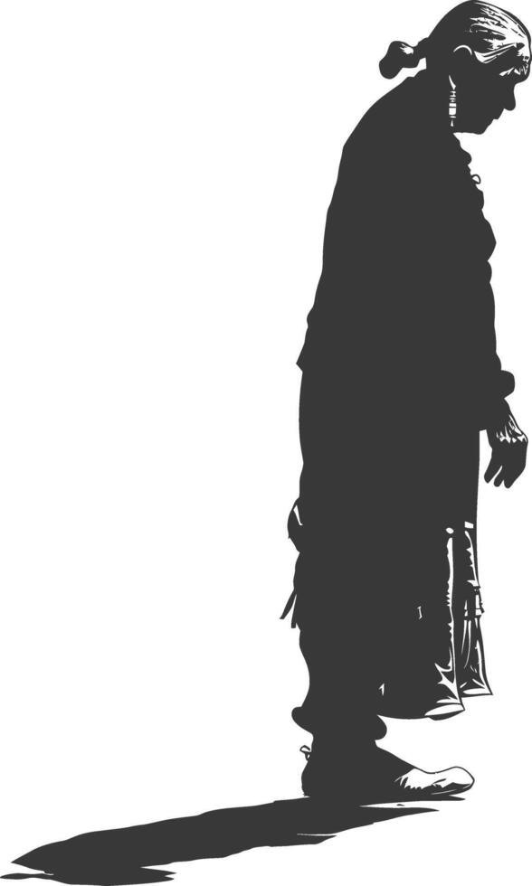 silhouette native american elderly woman black color only vector