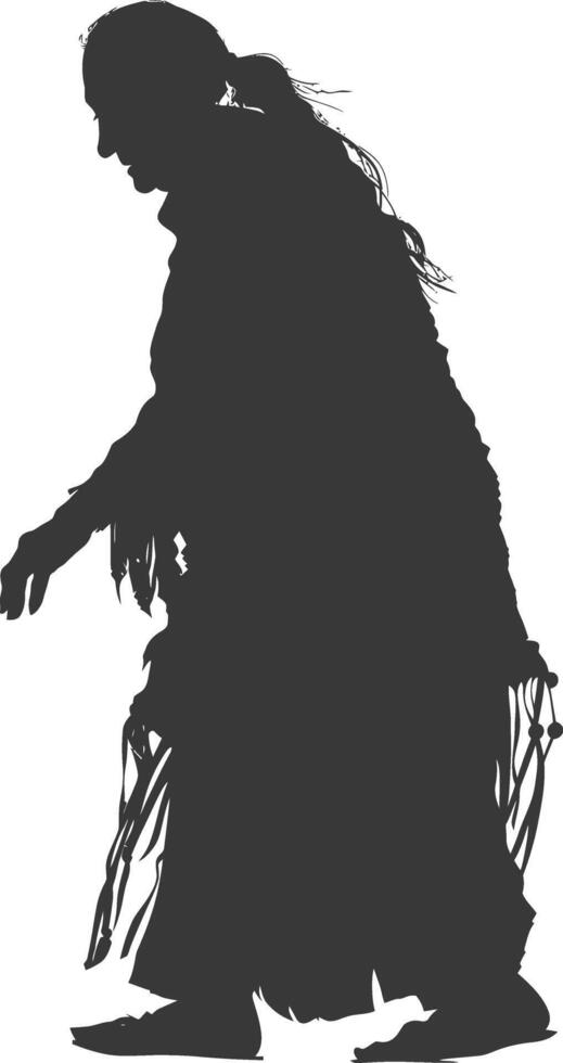 silhouette native american elderly woman black color only vector