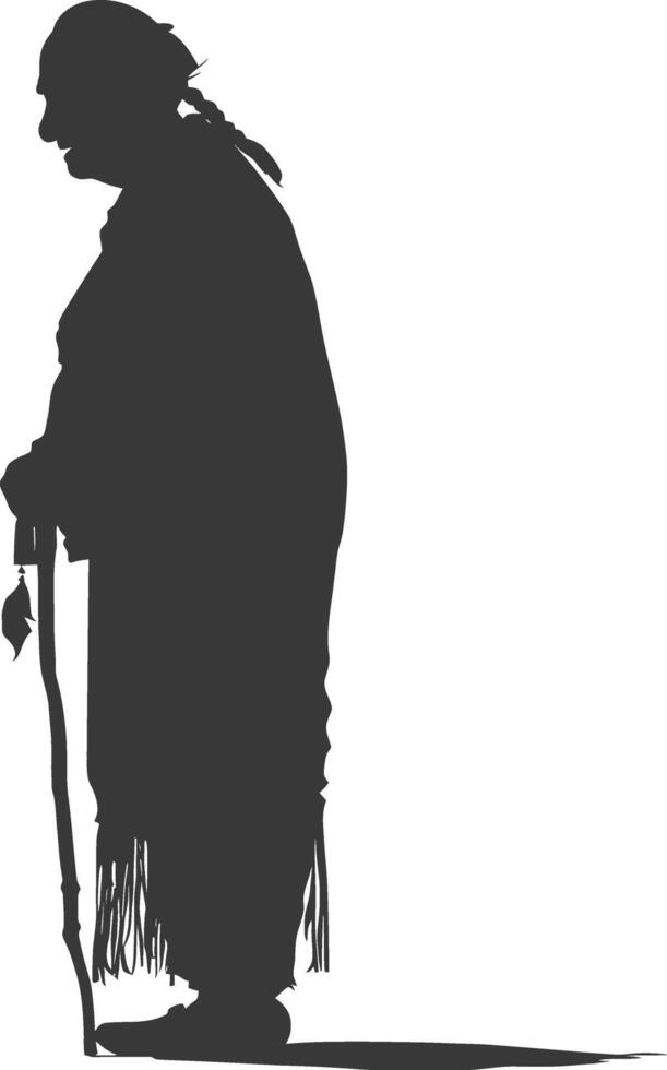 silhouette native american elderly woman black color only vector