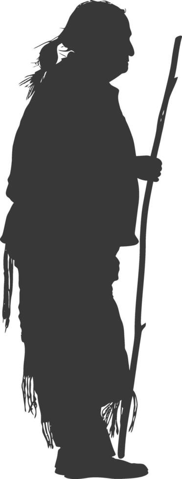 silhouette native american elderly woman black color only vector