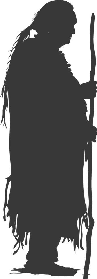 silhouette native american elderly woman black color only vector