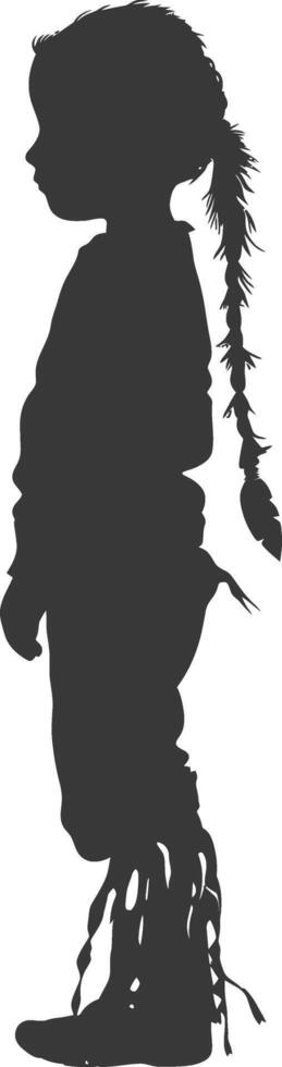 Silhouette native american little boy black color only vector