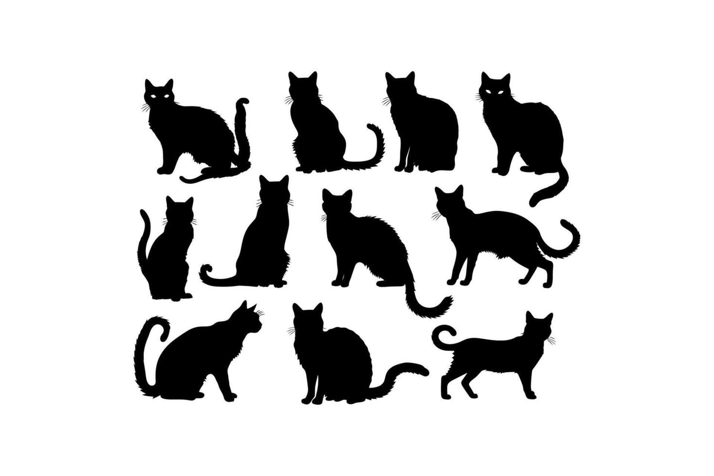 Silhouette Collection of Cats in Various Poses vector