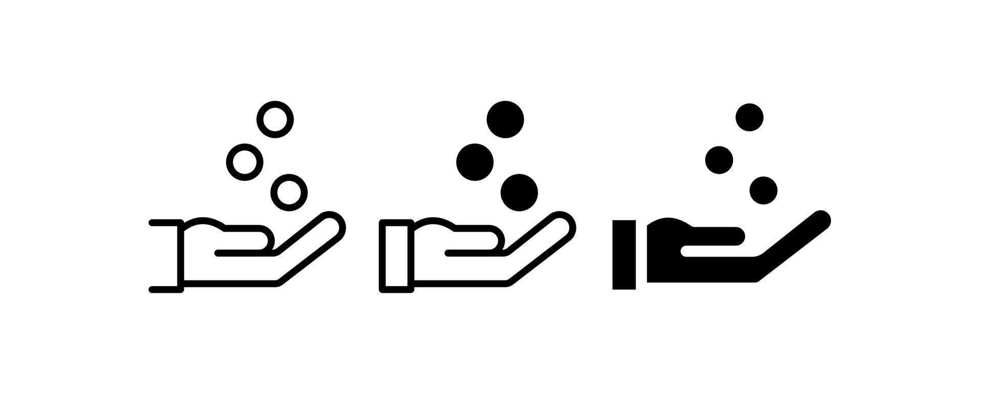 Human palm and coins icon set. illustration design. vector