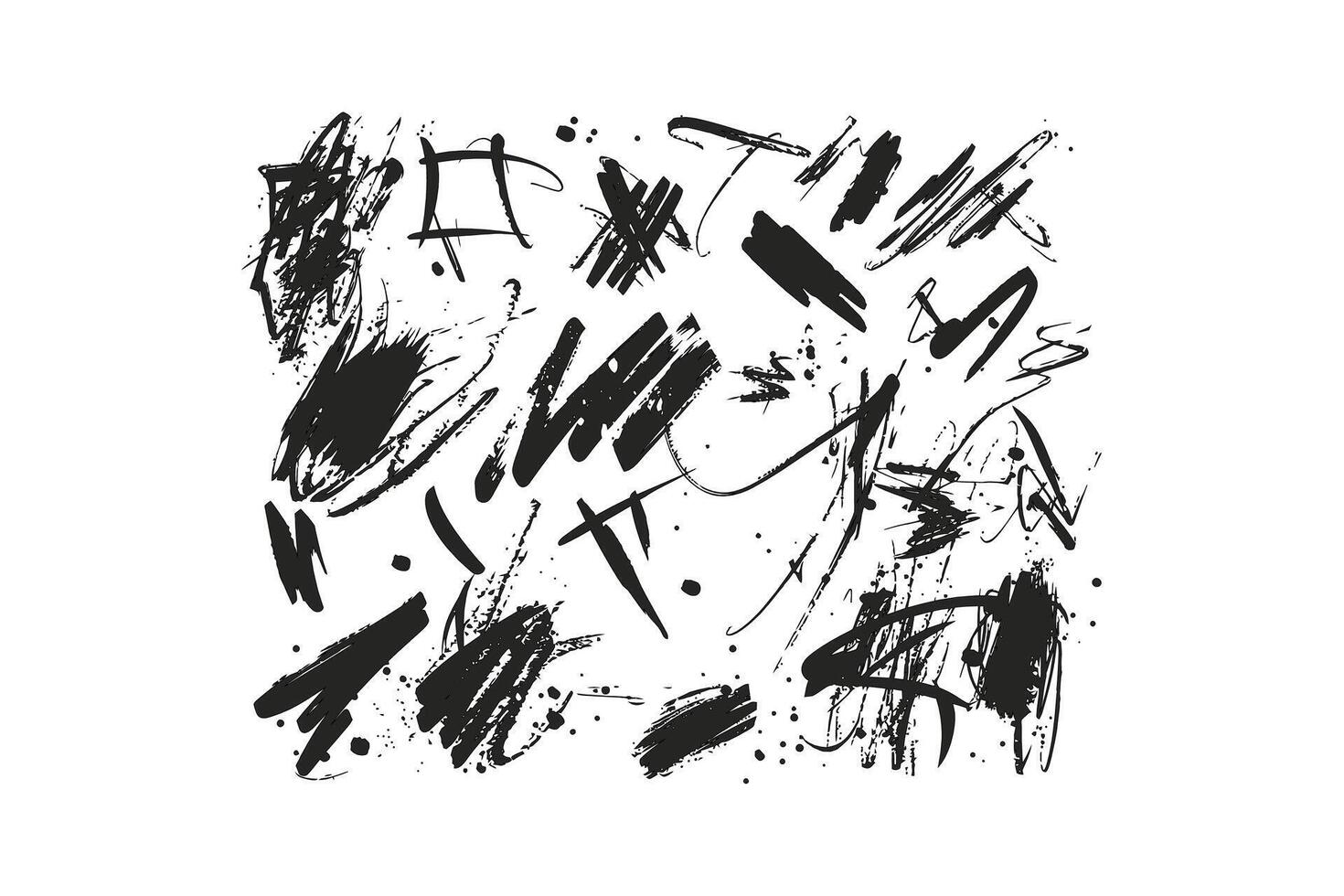 Abstract Black Ink Brush Strokes vector