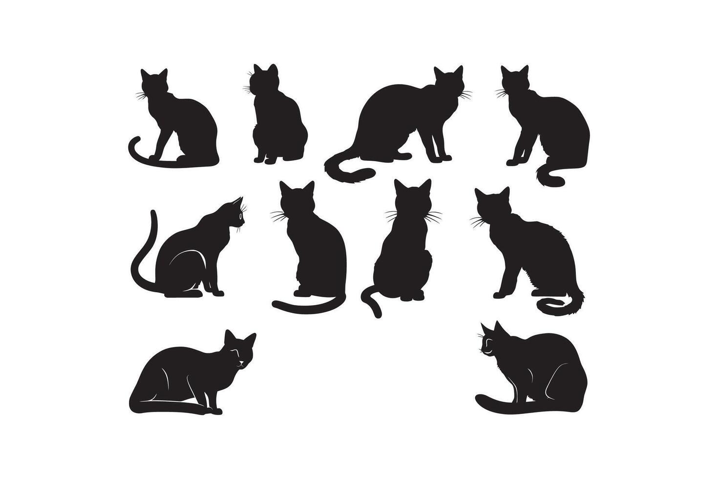 Silhouette Collection of Cats in Various Poses vector