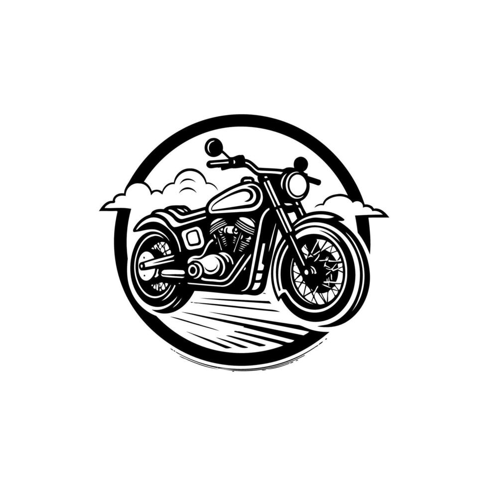 Retro Motorcycle with Cloud Background Illustration vector