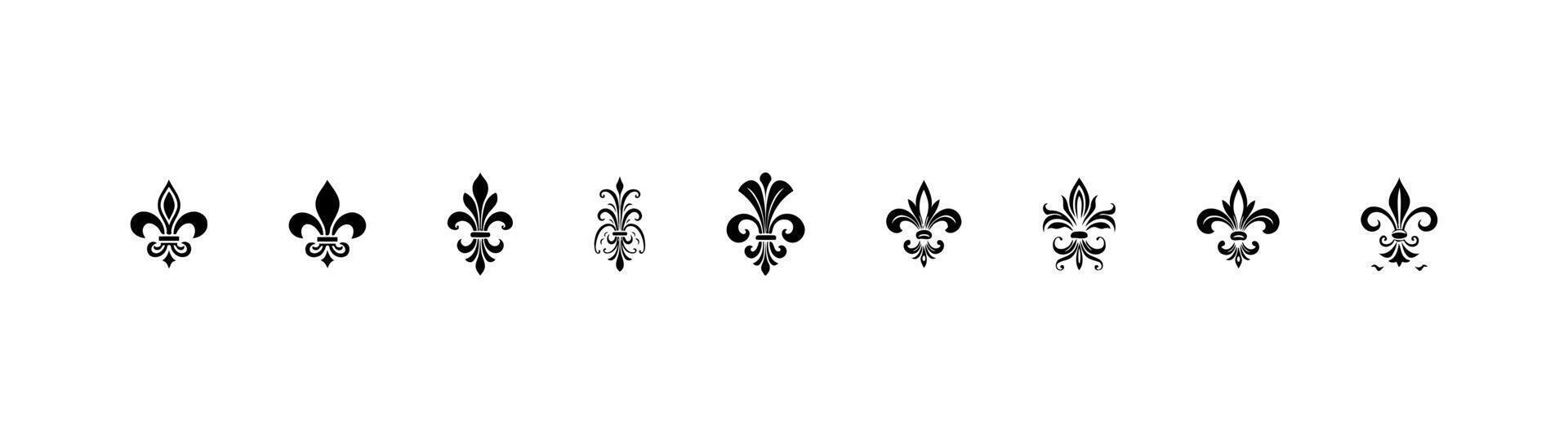 Collection of Fleur-de-lis Symbols in Various Designs vector