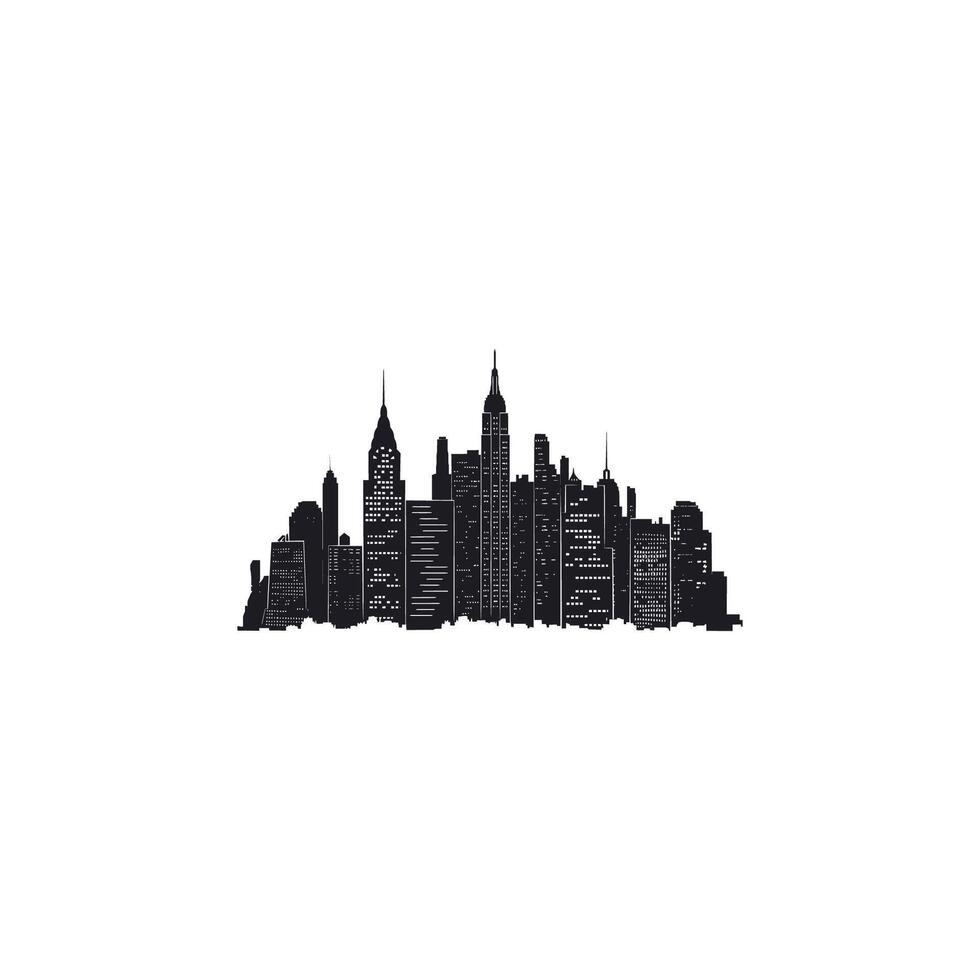 Black Silhouette of City Skyline vector