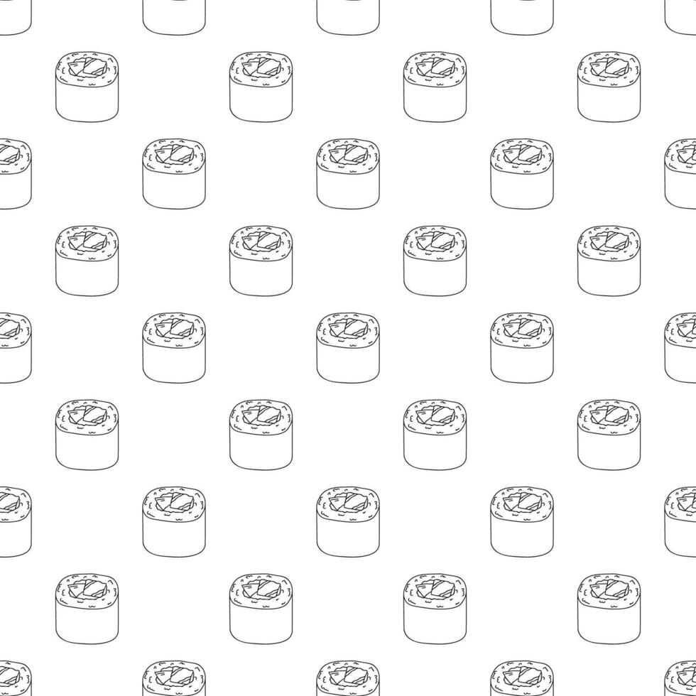 Seamless pattern with sushi roll for decorative print, wrapping paper, menu, wallpaper and fabric vector