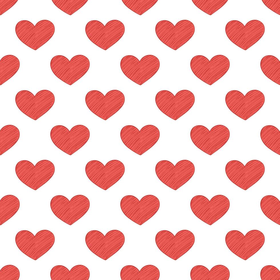 Seamless pattern with hand drawn heart doodle for decorative print, wrapping paper, greeting cards and fabric vector