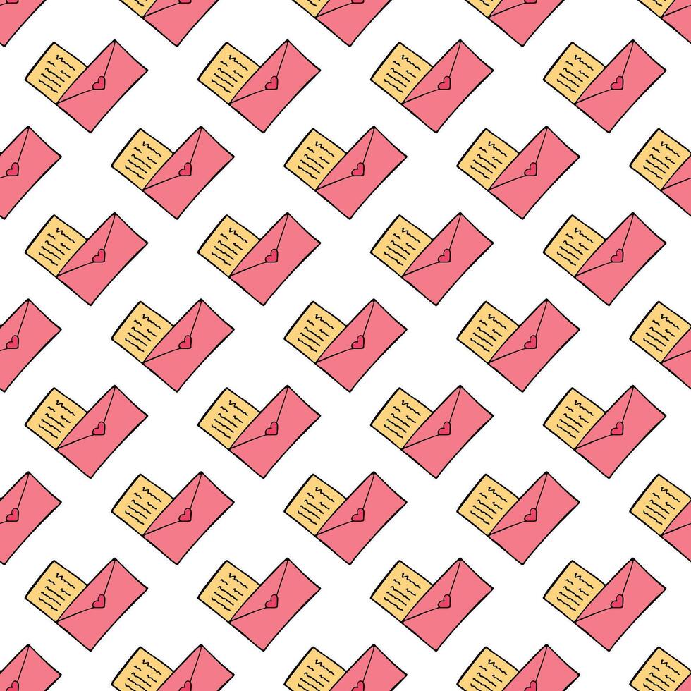 Seamless pattern with hand drawn heart doodle for decorative print, wrapping paper, greeting cards and fabric vector