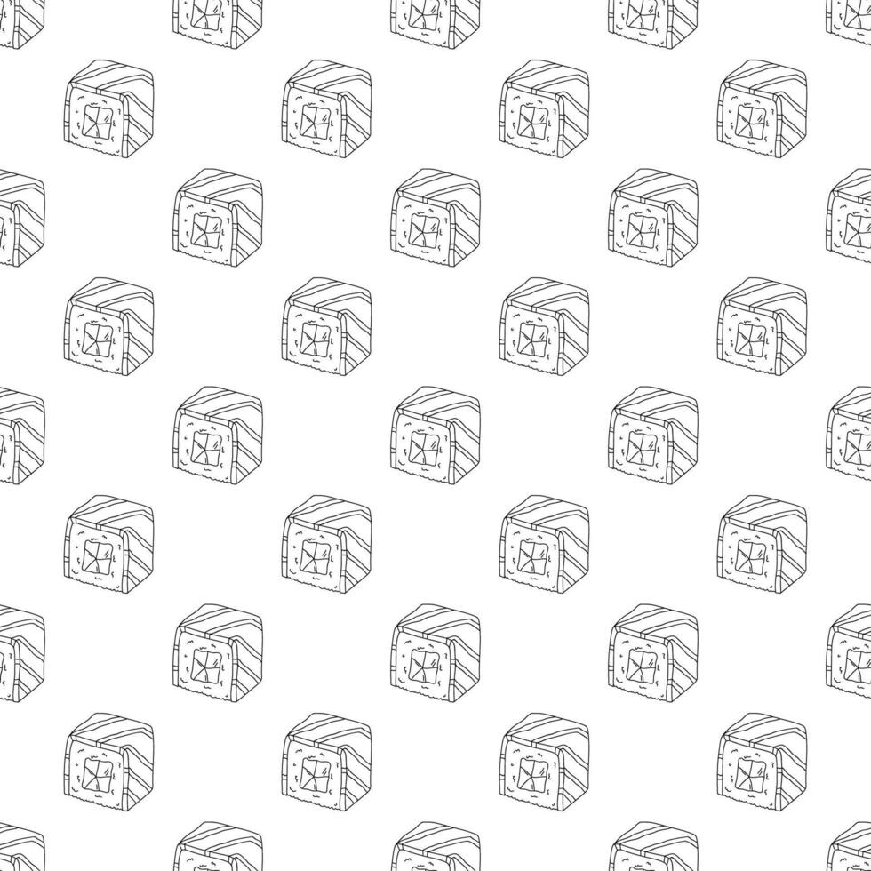 Seamless pattern with sushi roll for decorative print, wrapping paper, menu, wallpaper and fabric vector