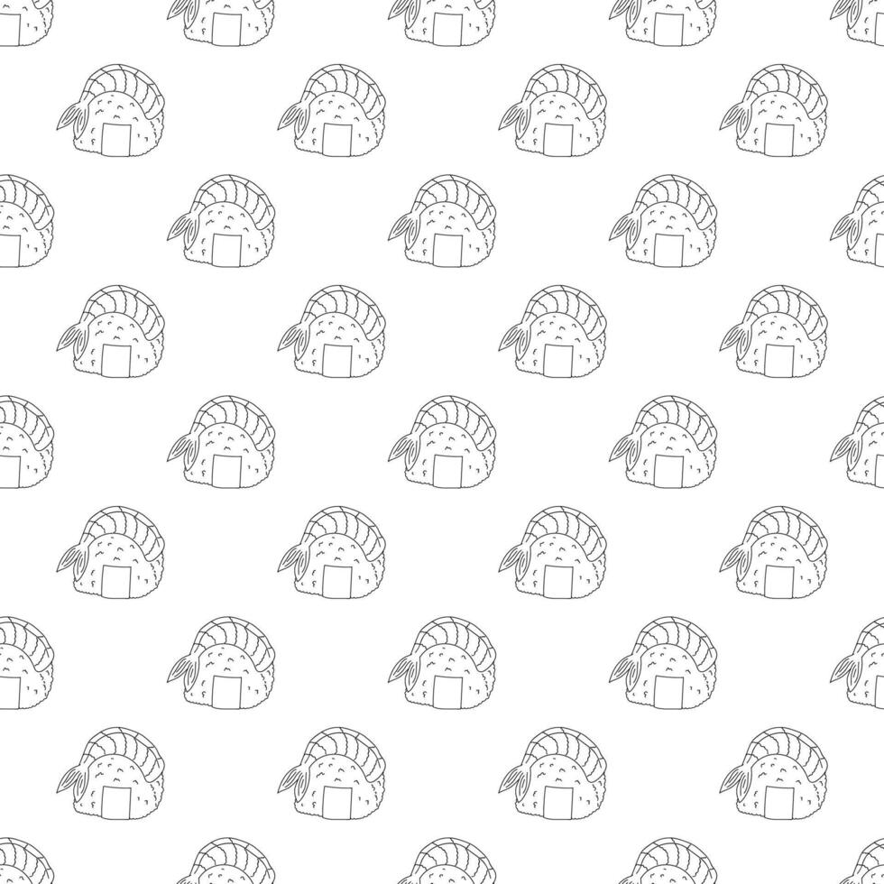Seamless pattern with onigiri for decorative print, wrapping paper, menu, wallpaper and fabric vector