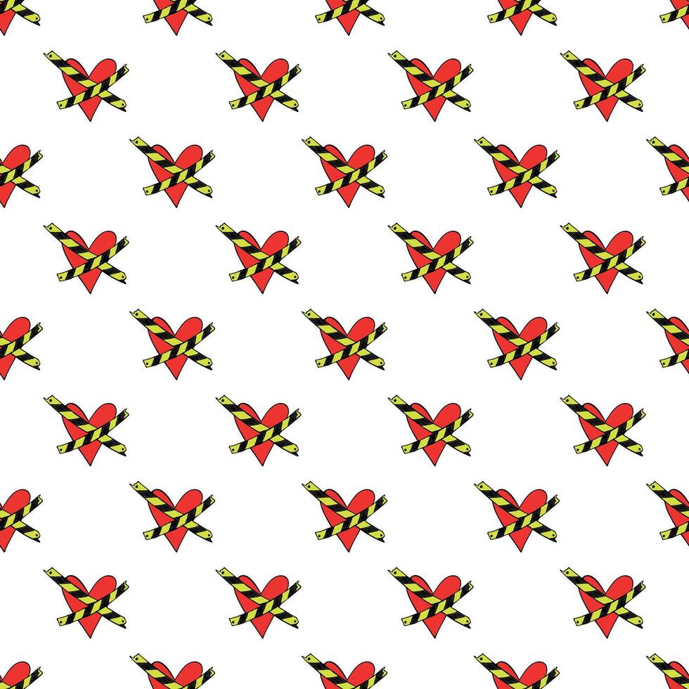 Seamless pattern with hand drawn heart doodle for decorative print, wrapping paper, greeting cards and fabric vector