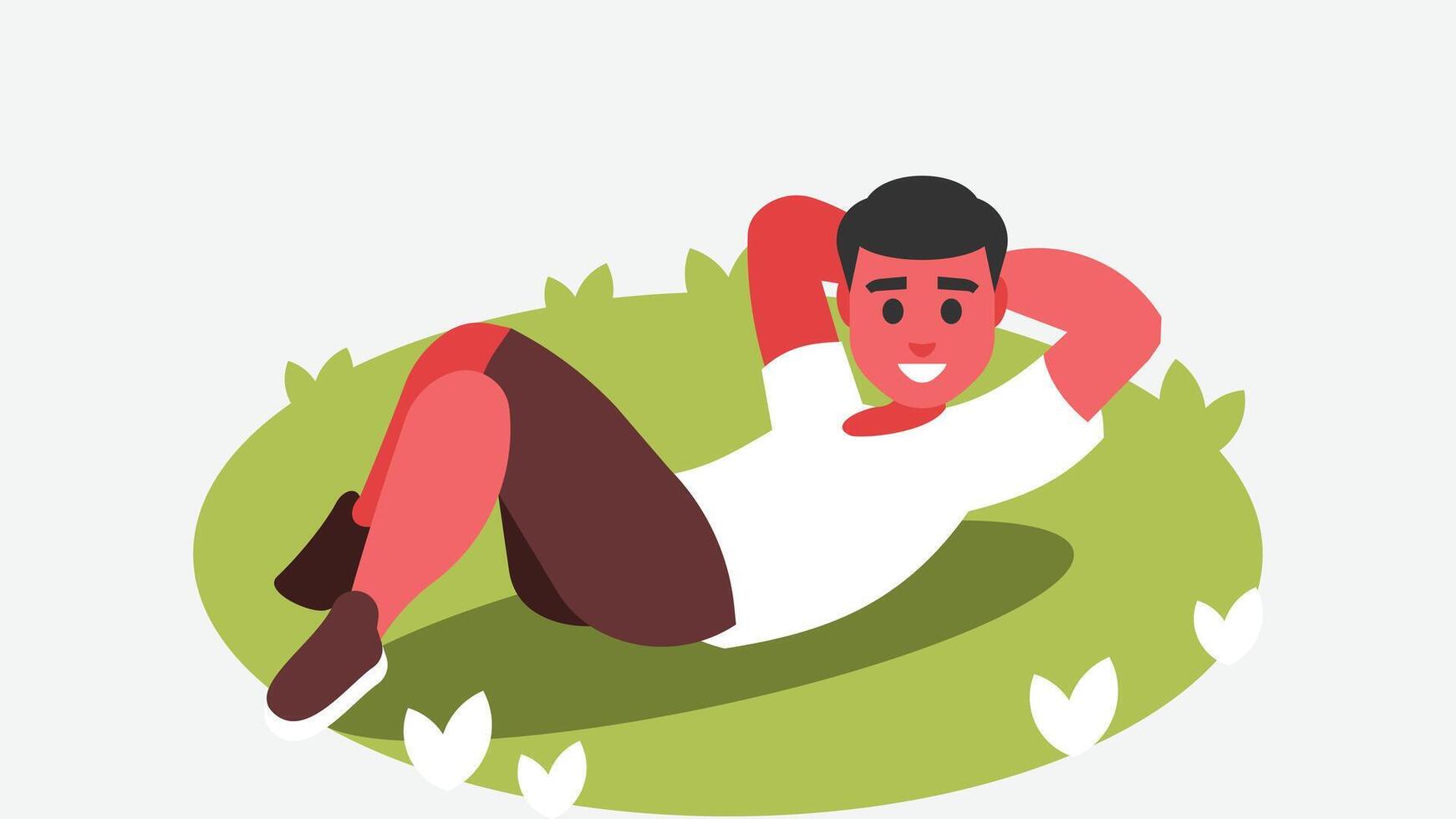 boy plays in the garden illustration vector