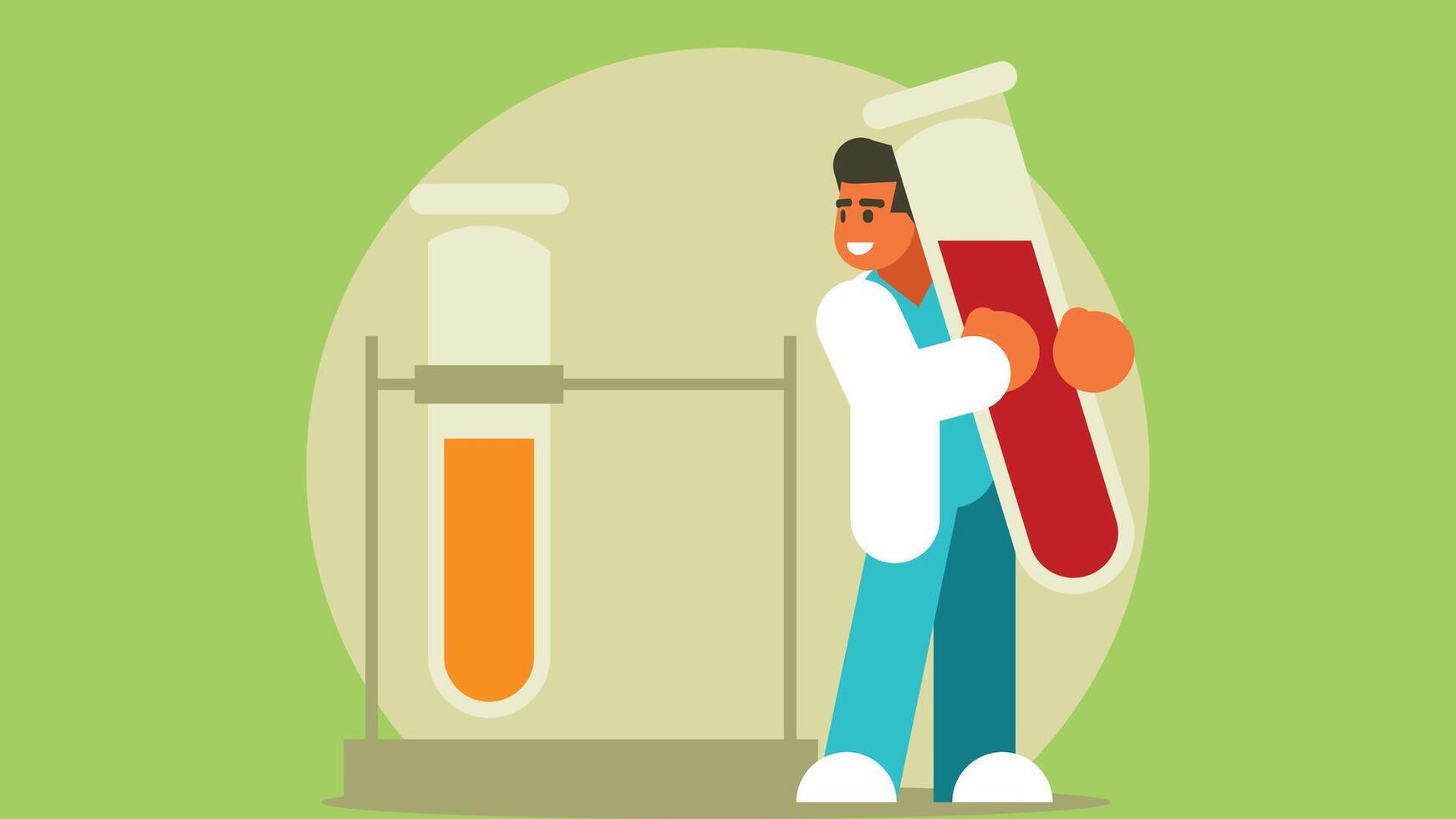 scientist with lap test tubes concept vector