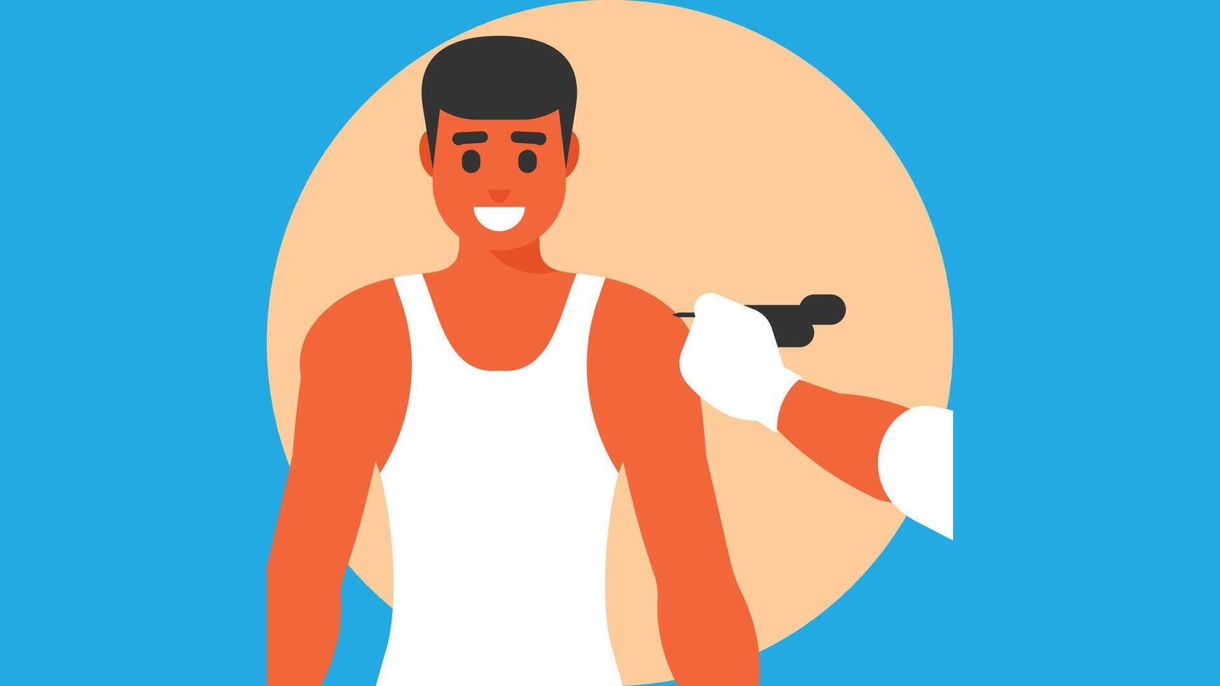 Patient getting injection in shoulder vector