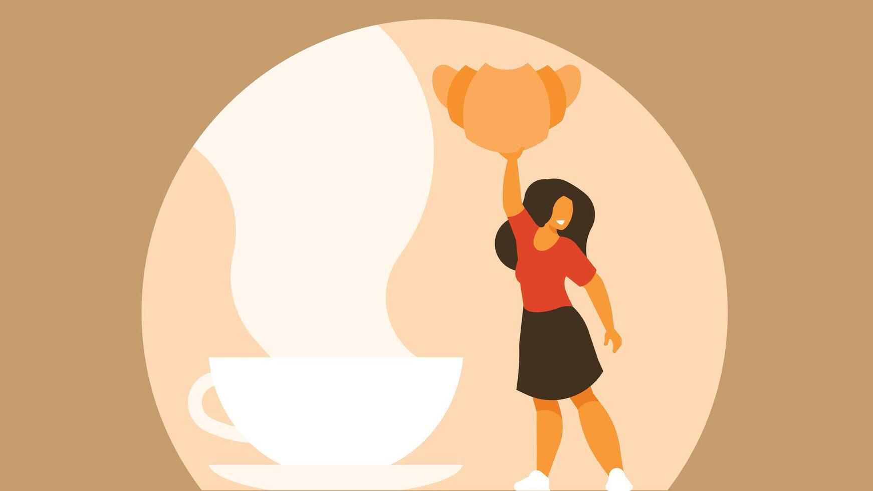 coffee and croissant concept illustration vector