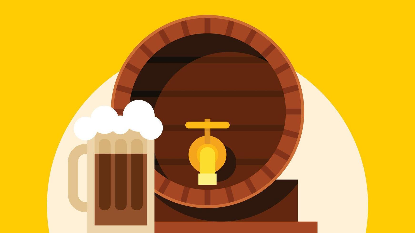 beer manufacturing barrel with beer cup vector