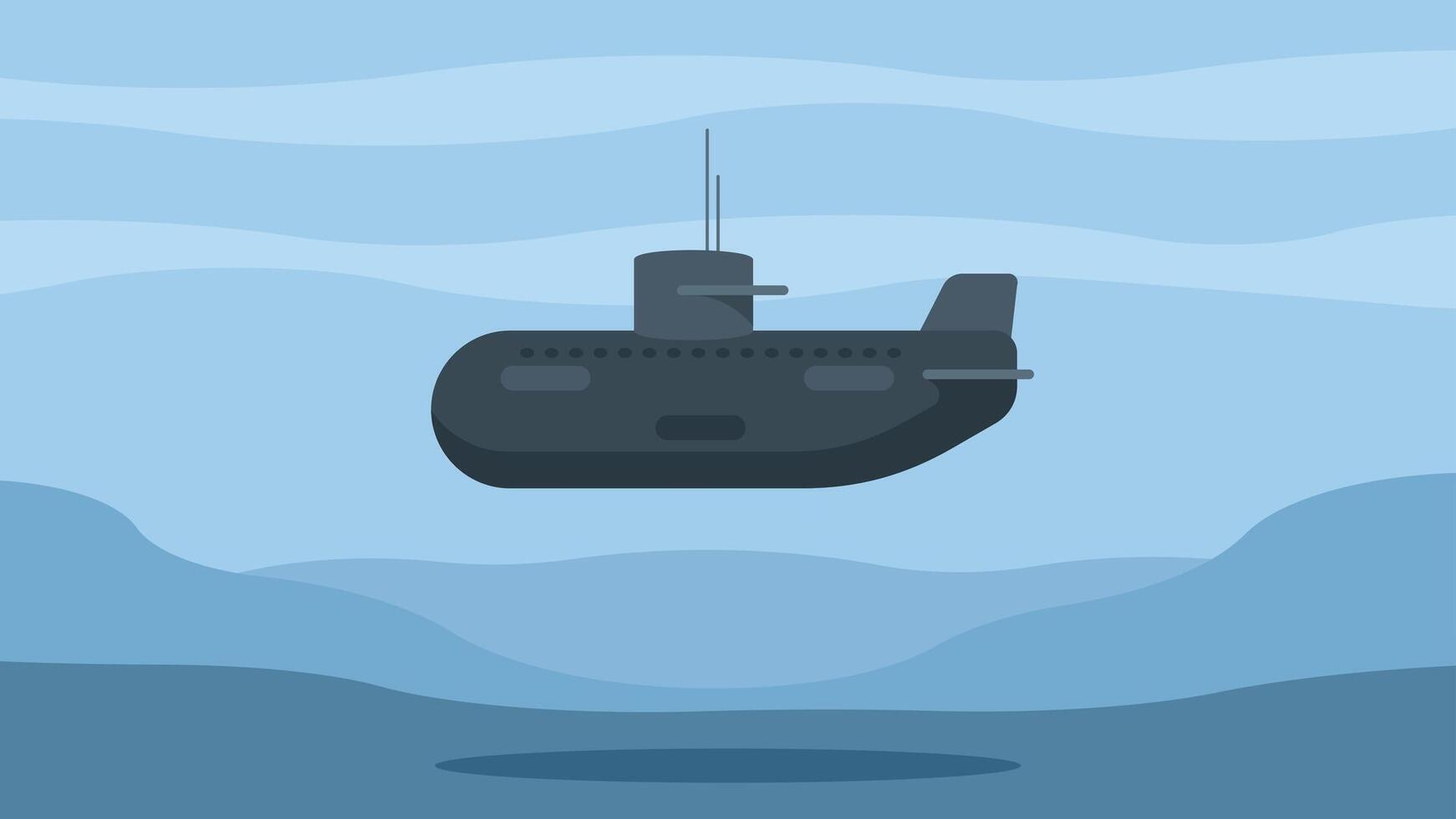 military submarine under the ocean illustration vector