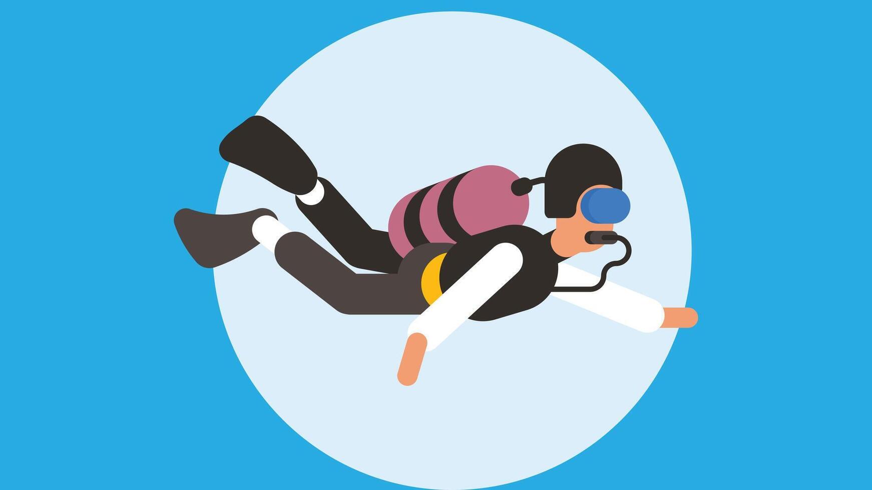 Professional Diver with mask and suit underwater vector