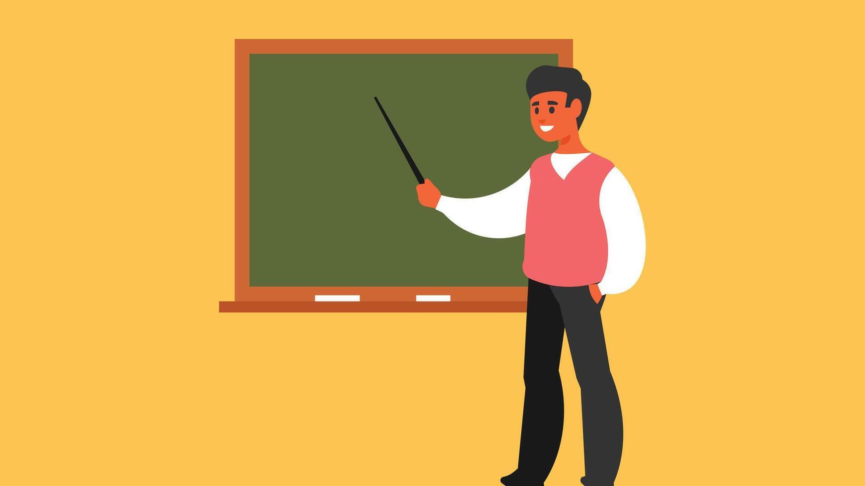 Teacher on a classroom board isolated illustration vector