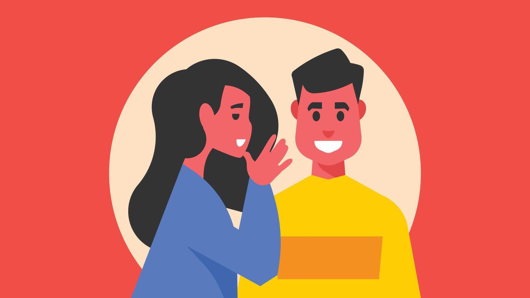 woman whisper a word to a man illustration vector