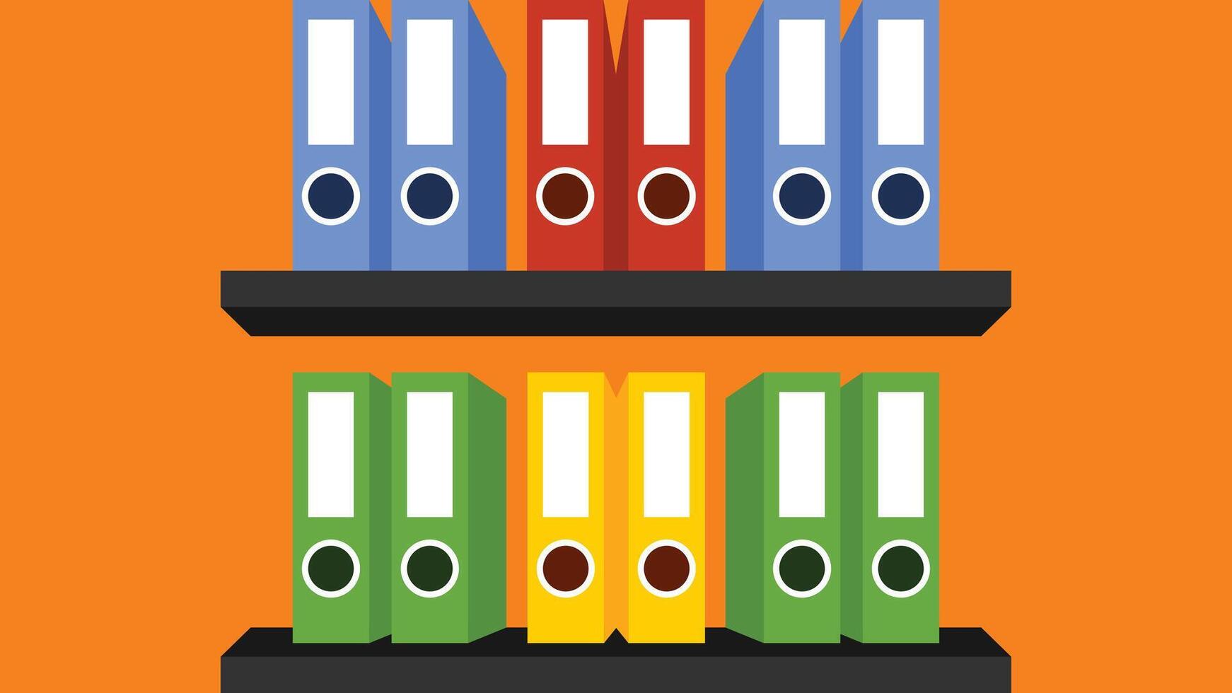 Office folders on an office shelf vector