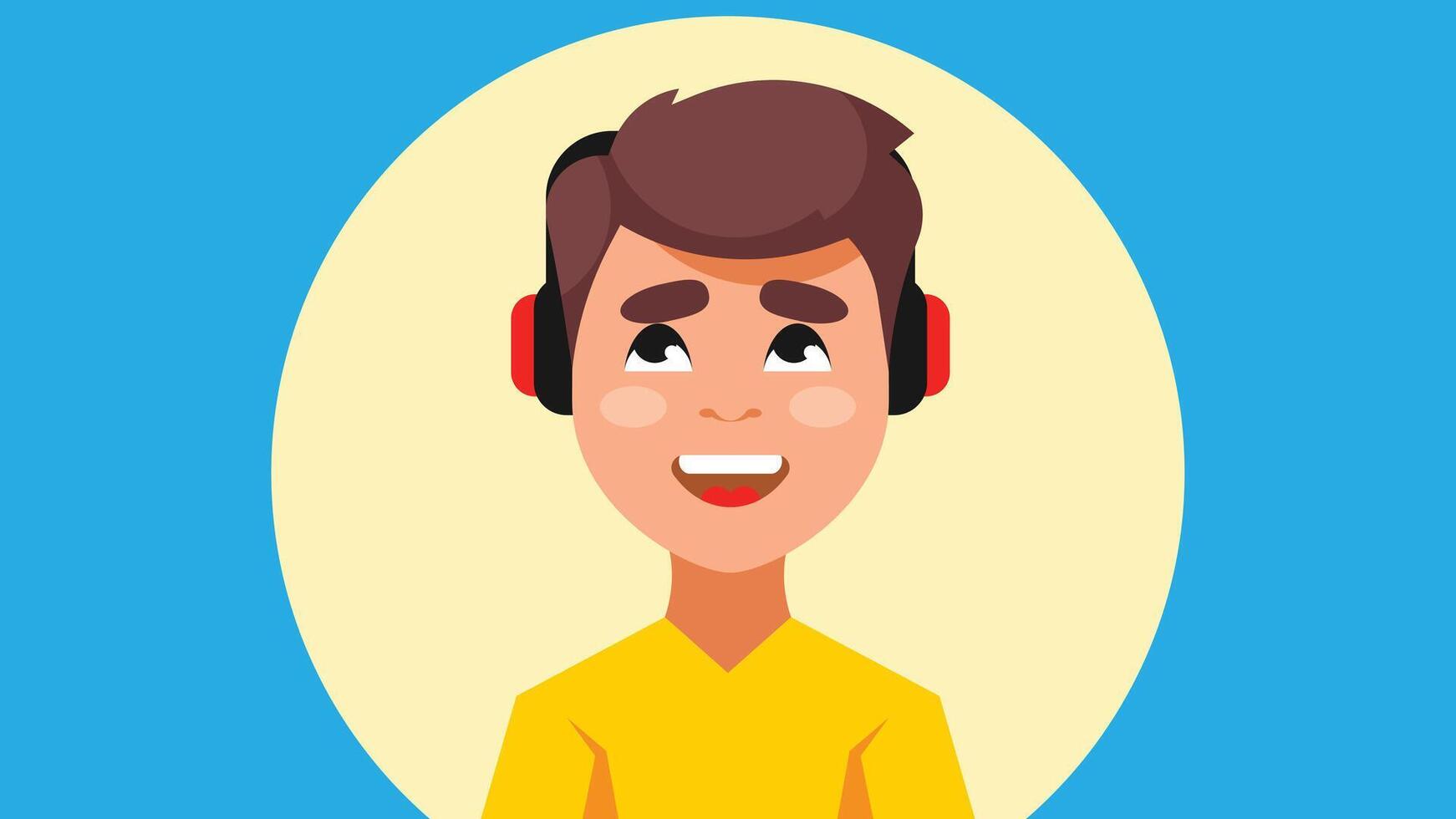 boy with headphones listening to music vector
