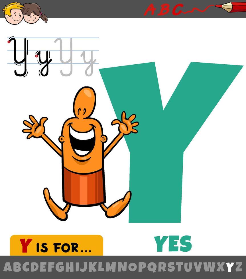 letter Y from alphabet with cartoon illustration of yes phrase vector