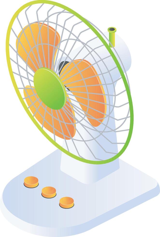 The electric fan device of isometric style vector