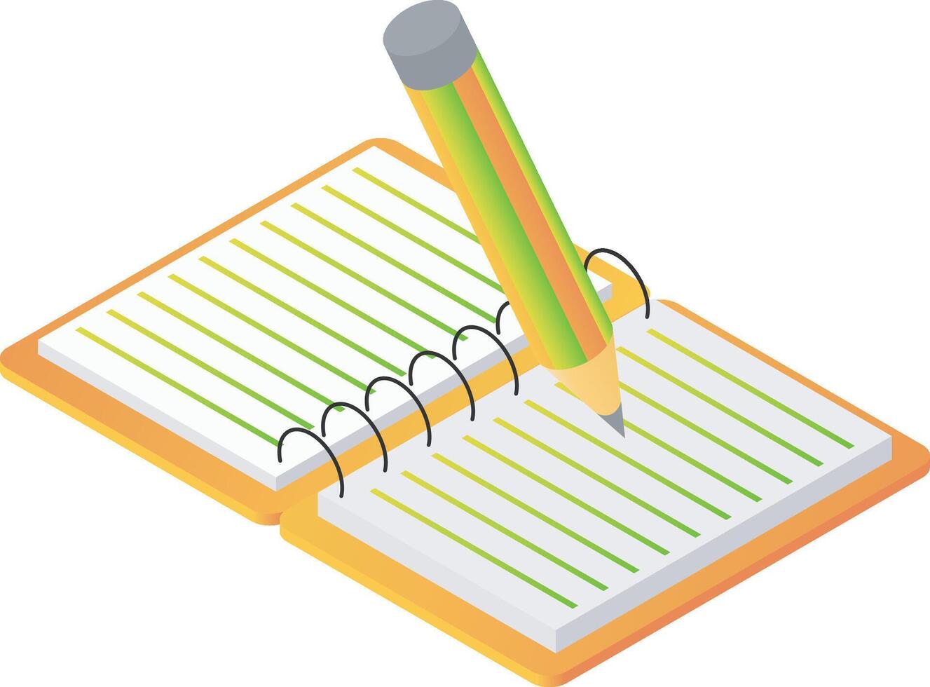 Copywriting with pencil on book of isometric style vector
