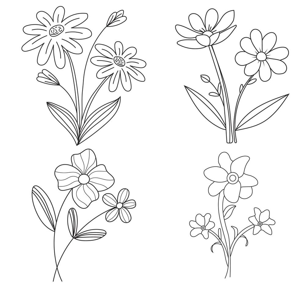 hand drawing flower design vector