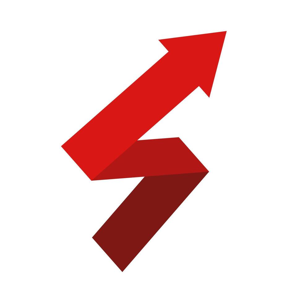 Modern red arrow going up vector
