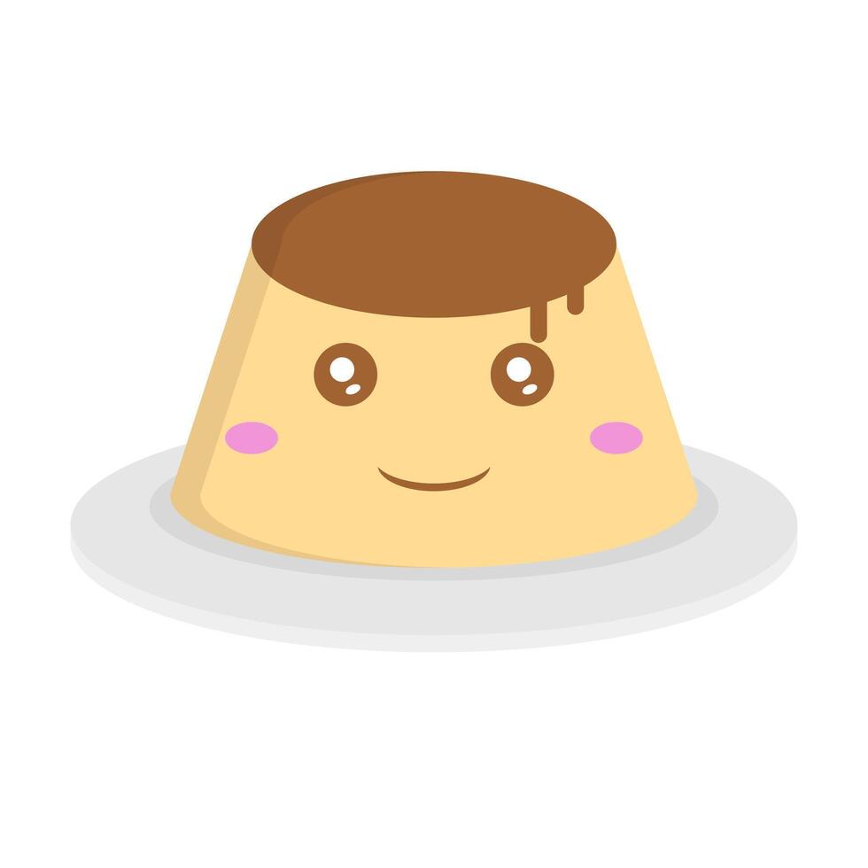 Cute pudding icon. Pudding character. vector