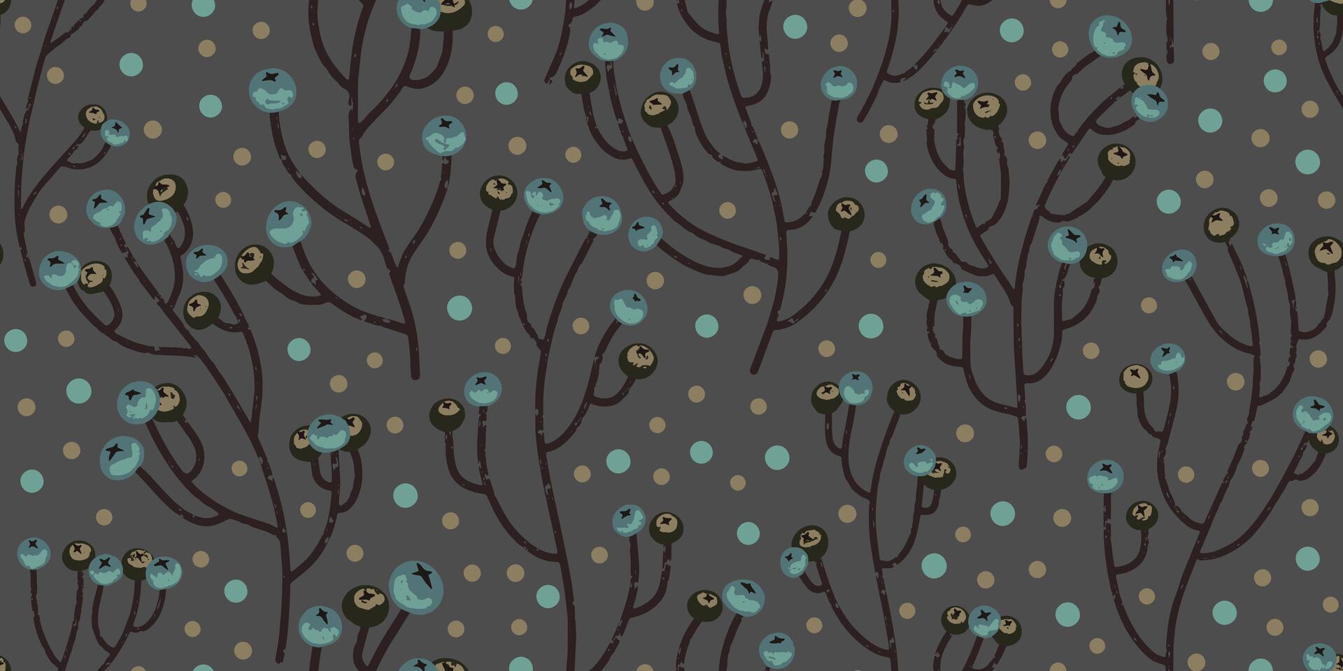 a pattern with blue and green flowers on a gray background vector