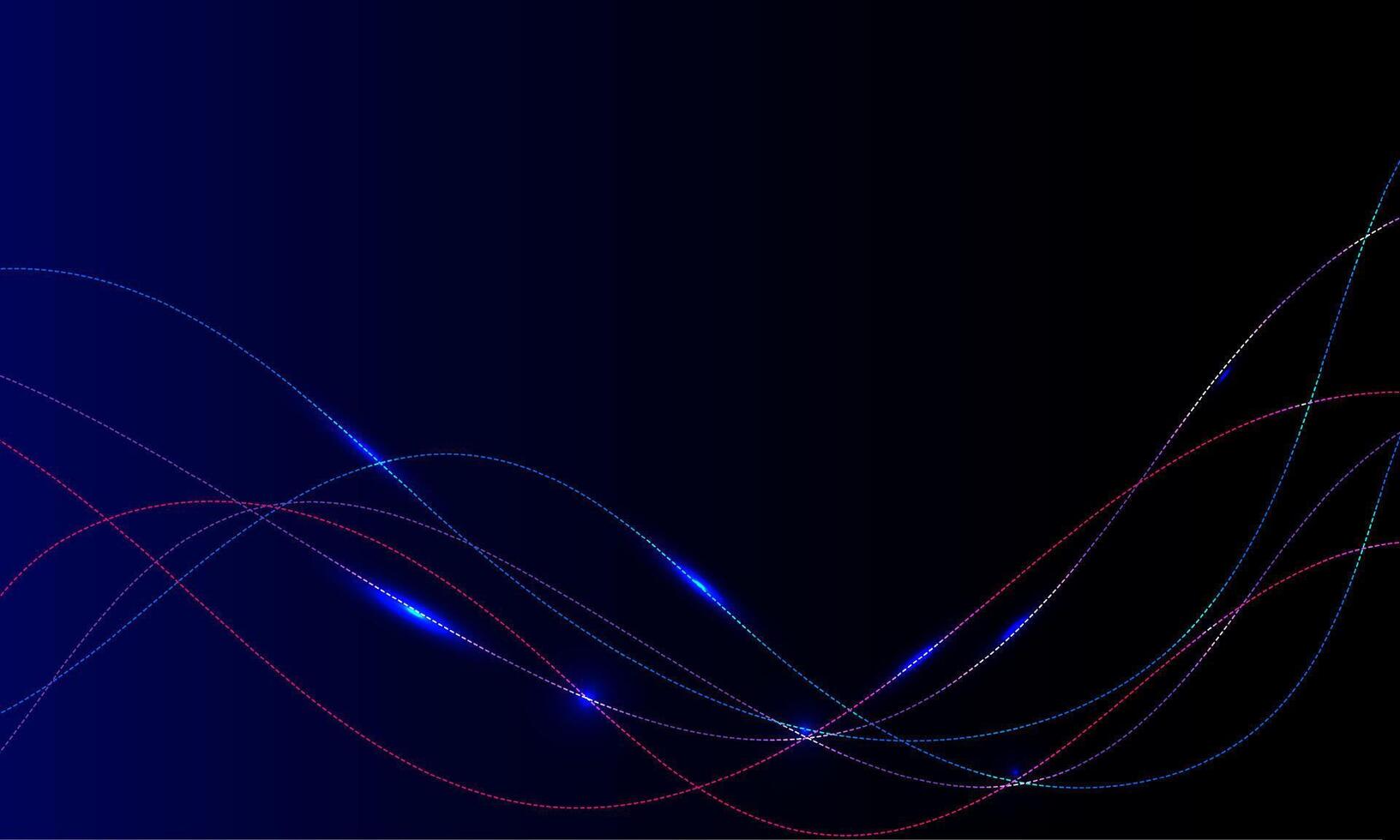 Flowing smooth dots particles wave pattern on a blue background. Internet network and communication signal technology, fiber optic line. Science and music backdrop. vector