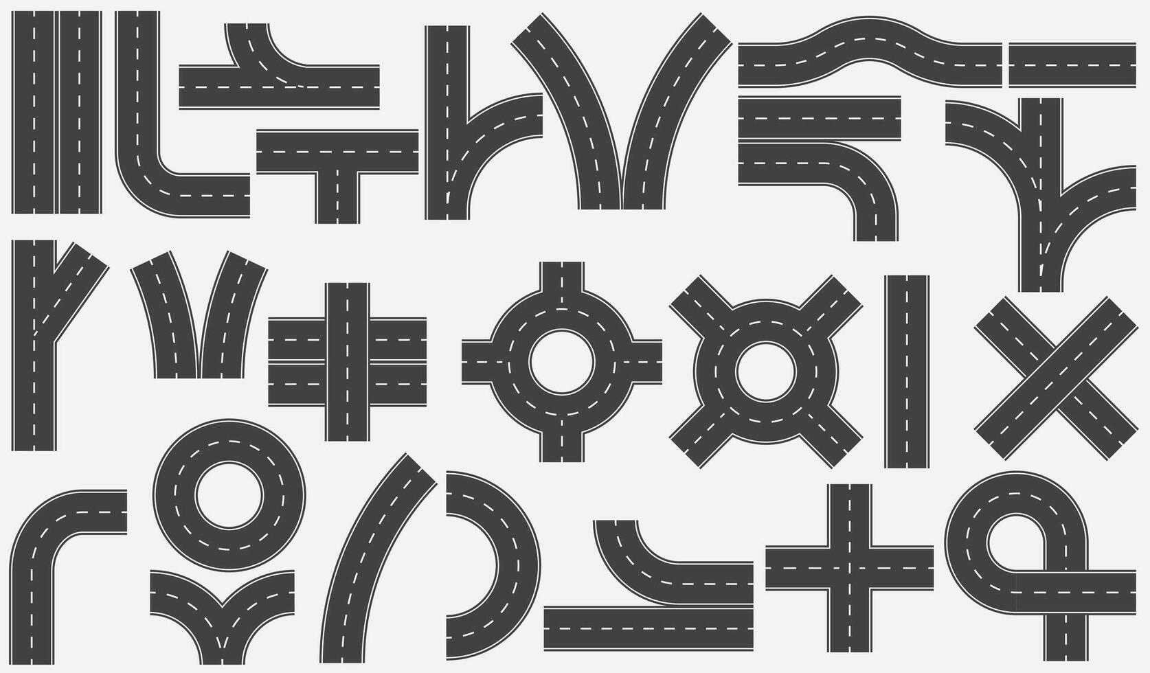 a collection of road signs with arrows and arrows.City road and highway top view. Street and road. vector