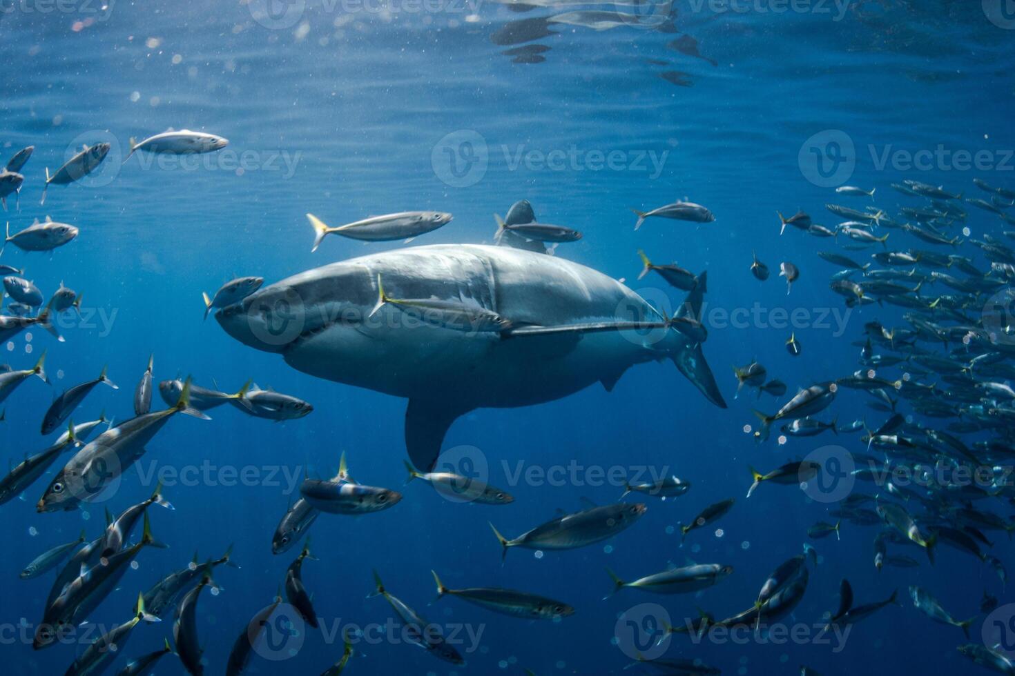 great white shark dangerous attacking risk concept, underwater creature photo