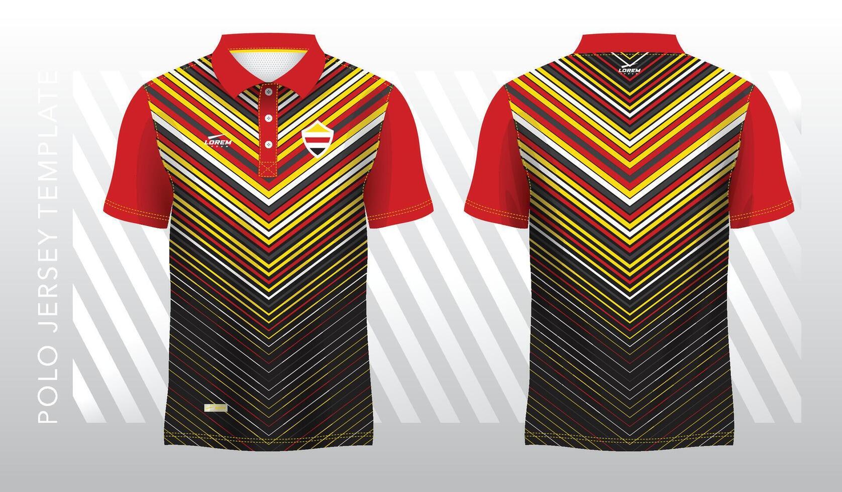 red and yellow abstract background for polo jersey sport. Sport uniform in front and back view. Mock up for sport club. vector