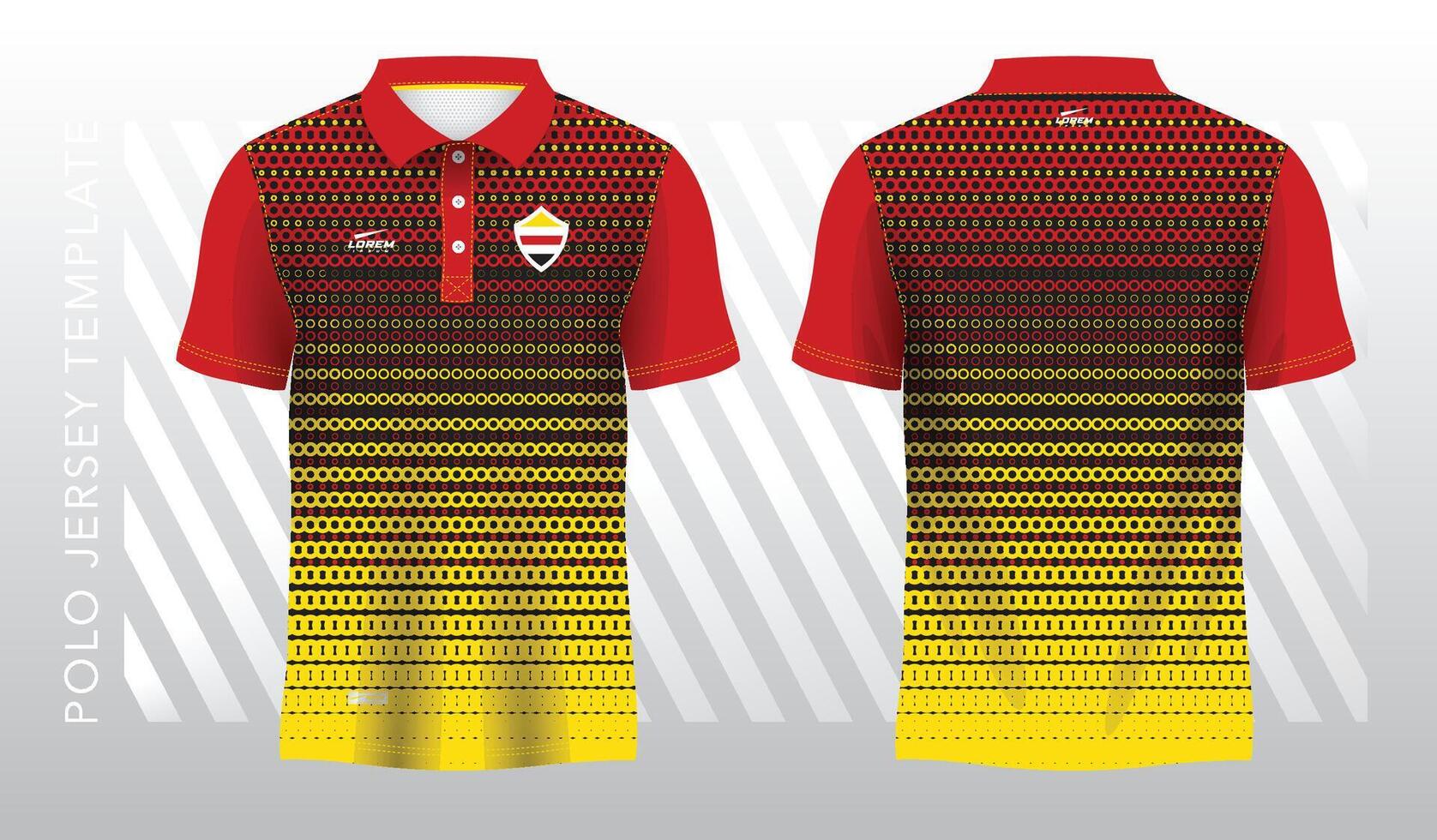 red and yellow abstract background for polo jersey sport. Sport uniform in front and back view. Mock up for sport club. vector