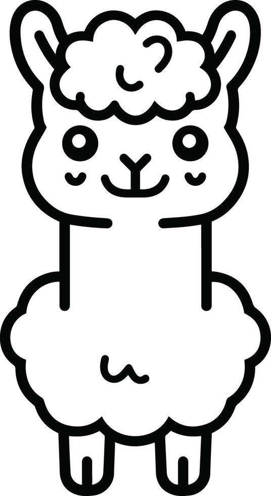 Minimal smiling alpaca vector